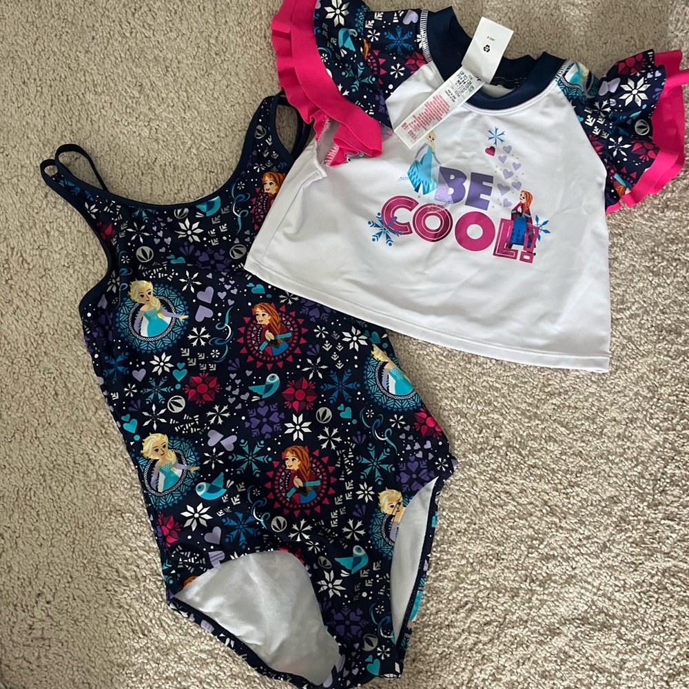Disney Kids Swim One Piece - Blue and Pink
